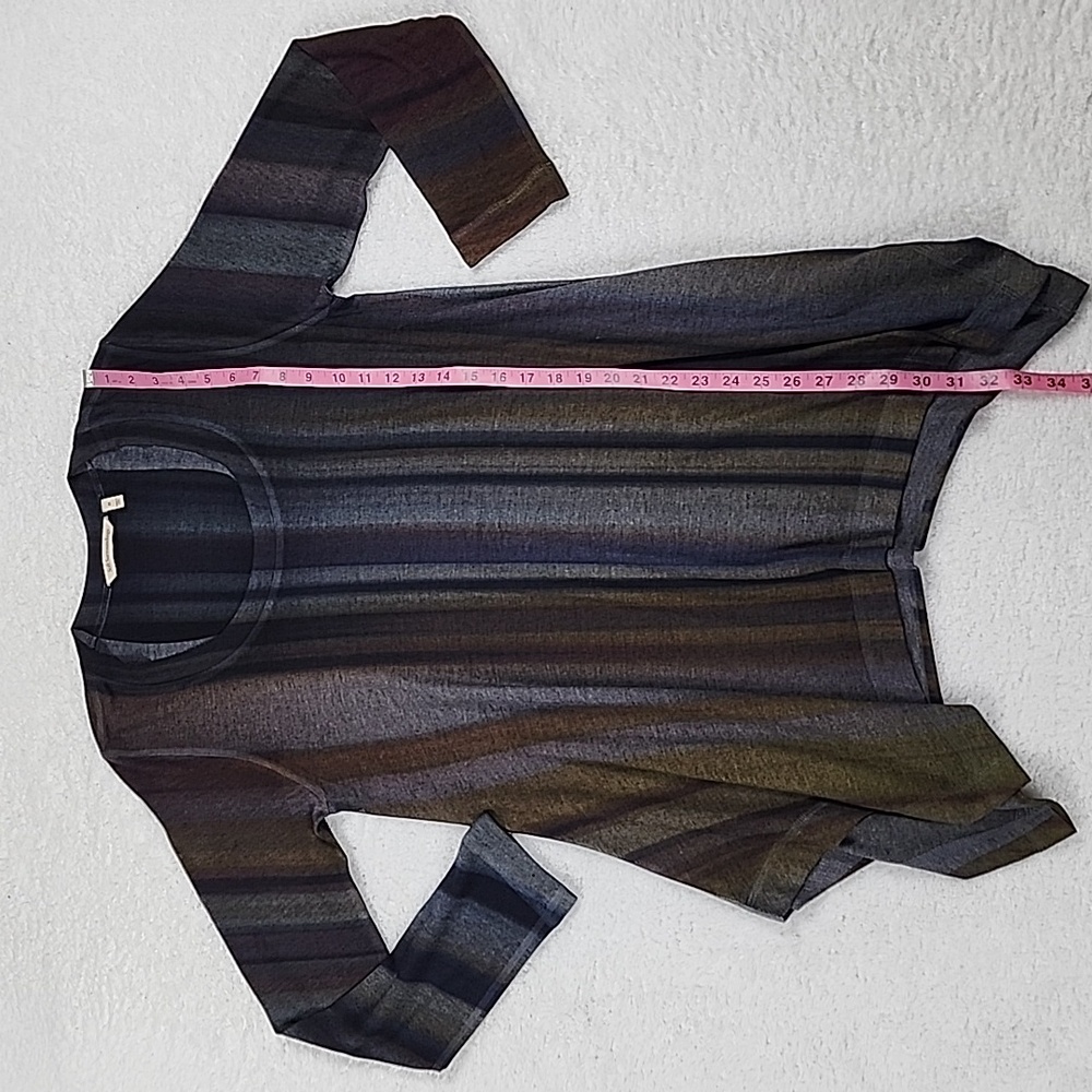 Soft Surroundings Esha Stripe Scoopneck Shark Bite Hem Long Sleeve Sweater - Picture 5 of 8